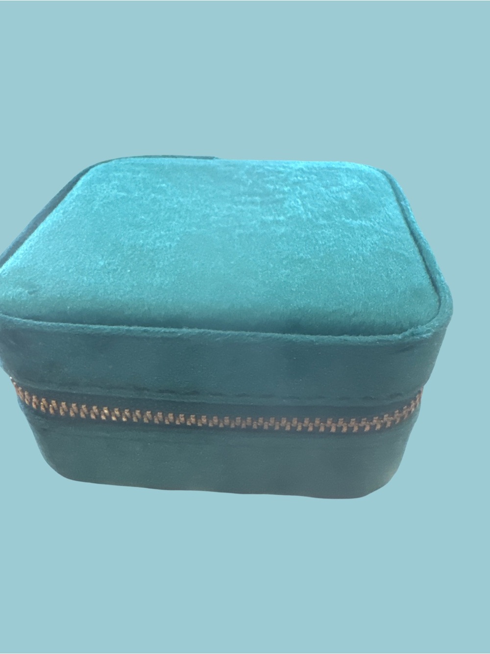 Velvet Zip Jewelry Travel Case - Teal with pendant